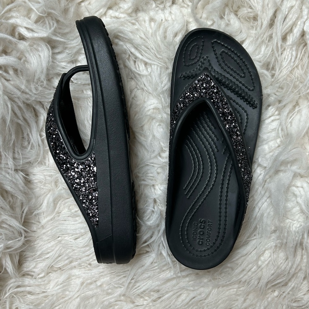 Sloane Glitter Flip Sandals - Black